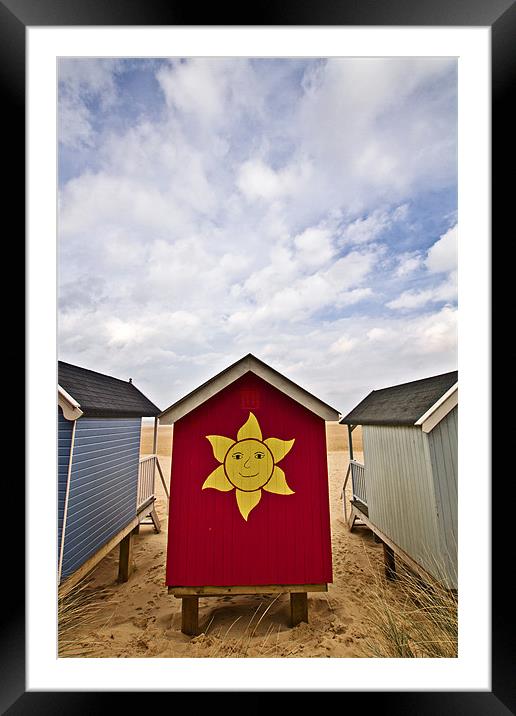 Sunny Beach Hut at Wells Framed Mounted Print by Paul Macro
