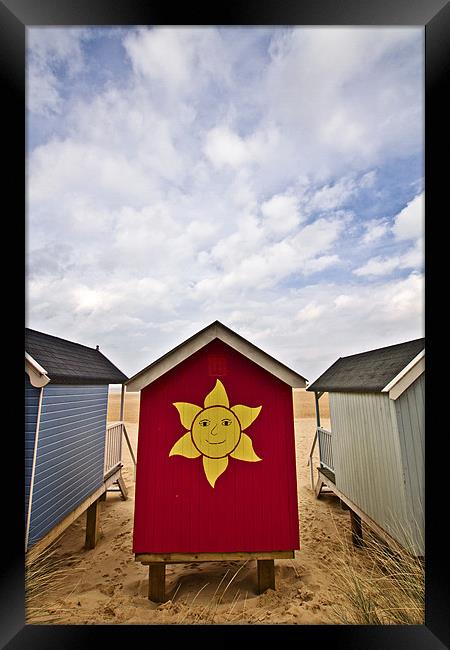 Sunny Beach Hut at Wells Framed Print by Paul Macro