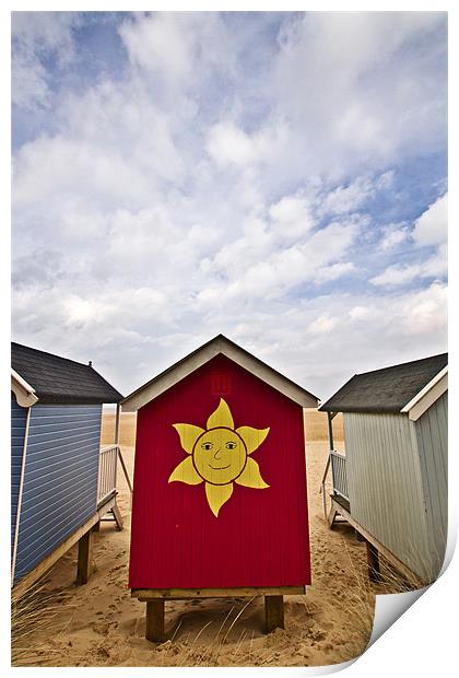 Sunny Beach Hut at Wells Print by Paul Macro