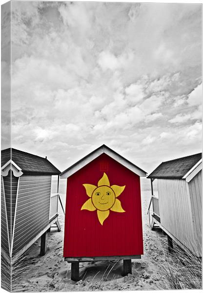 Sunshine Beach Hut at Wells Canvas Print by Paul Macro