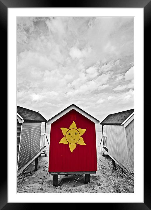 Sunshine Beach Hut at Wells Framed Mounted Print by Paul Macro