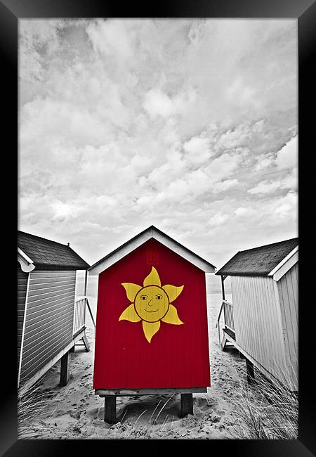 Sunshine Beach Hut at Wells Framed Print by Paul Macro