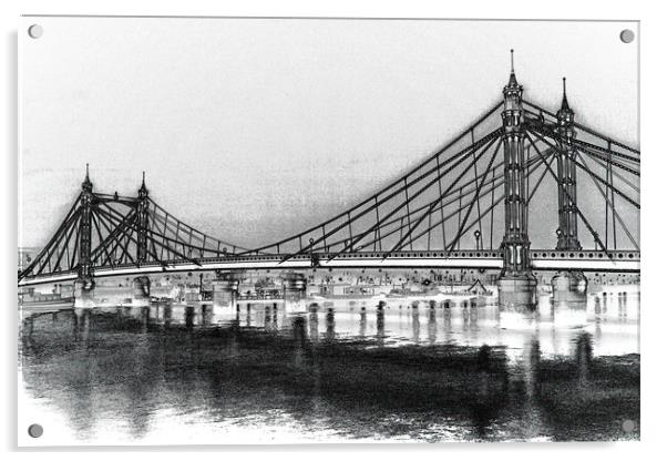 Albert Bridge London Acrylic by David Pyatt