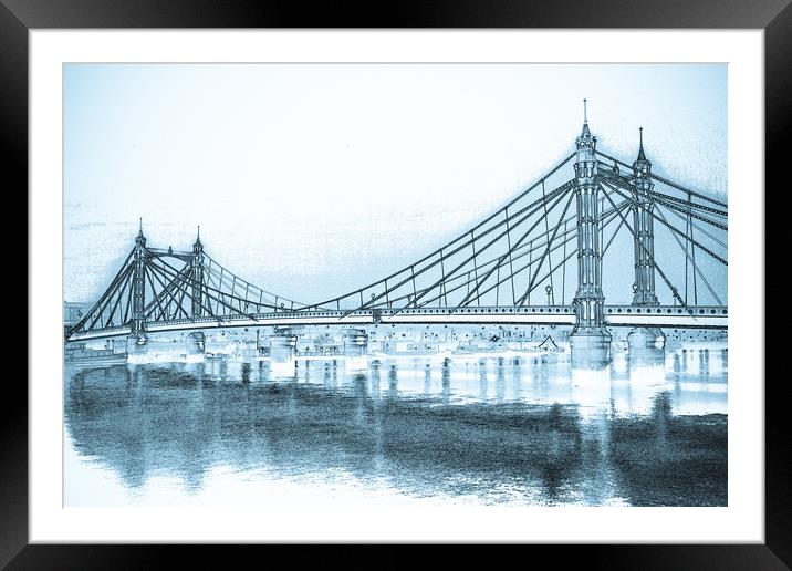 Albert Bridge London Framed Mounted Print by David Pyatt