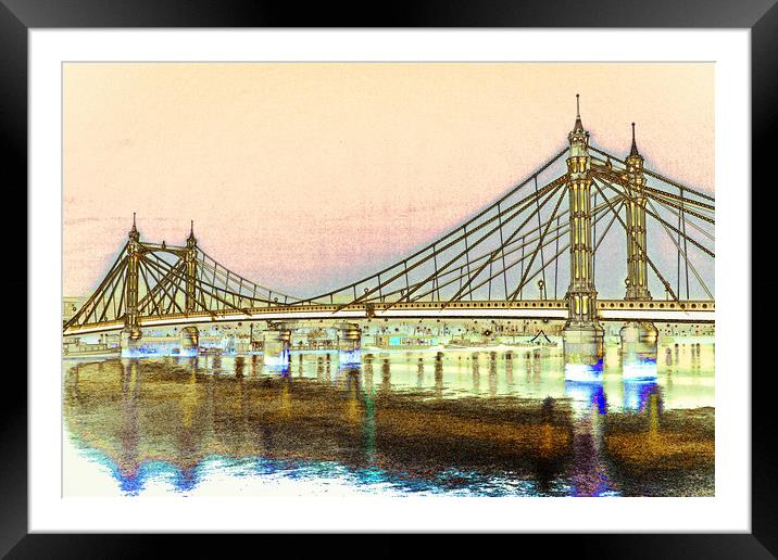 Albert Bridge London Framed Mounted Print by David Pyatt