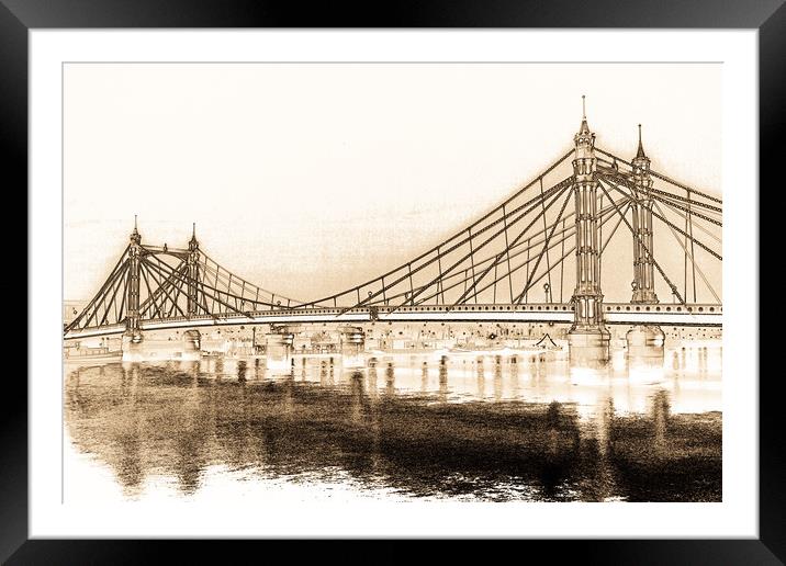 Albert Bridge London Framed Mounted Print by David Pyatt