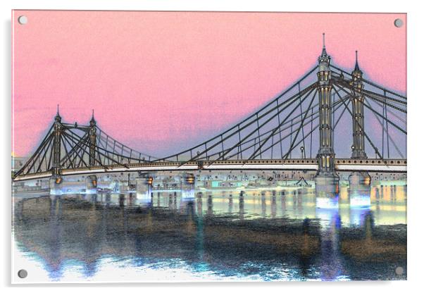 Albert Bridge London Acrylic by David Pyatt