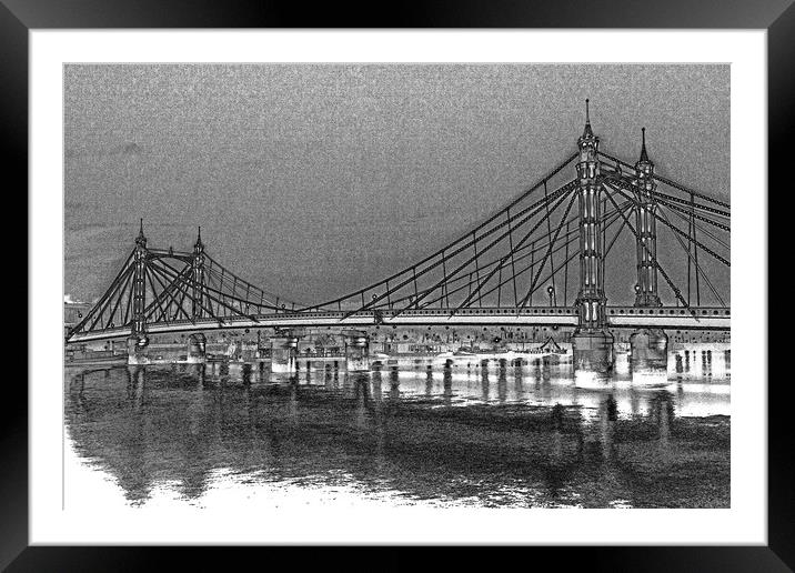 Albert Bridge London Framed Mounted Print by David Pyatt