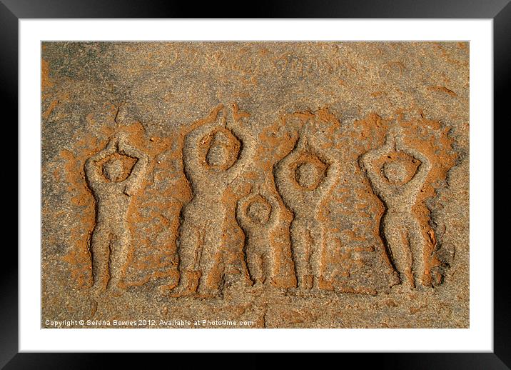 Carved Figures in the Rock, Hampi, Karnataka, Indi Framed Mounted Print by Serena Bowles