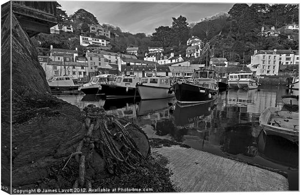 Polperro Boats At Rest Canvas Print by James Lavott