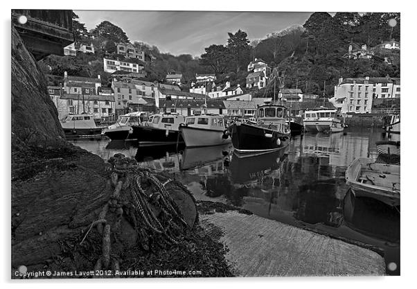 Polperro Boats At Rest Acrylic by James Lavott