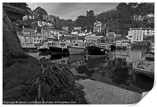 Polperro Boats At Rest Print by James Lavott