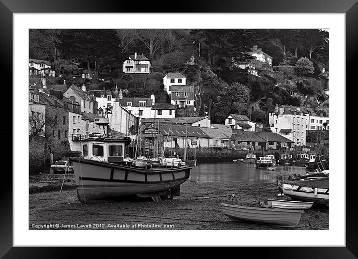 Fishing Boats On The Mud In Polperro Framed Mounted Print by James Lavott