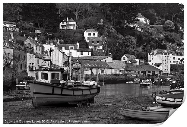 Fishing Boats On The Mud In Polperro Print by James Lavott