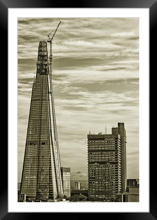 The Shard - Tallest Building in Europe Framed Mounted Print by Vinicios de Moura