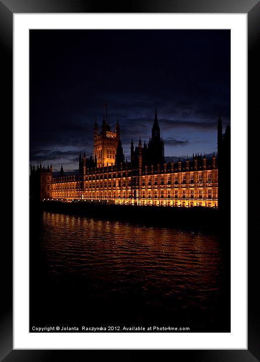 Houses of Parliament at night Framed Mounted Print by Jolanta  Raczynska