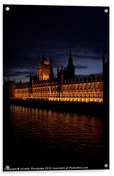 Houses of Parliament at night Acrylic by Jolanta  Raczynska