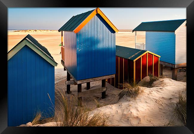 Wells Beach Huts Framed Print by Stephen Mole