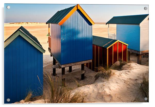 Wells Beach Huts Acrylic by Stephen Mole