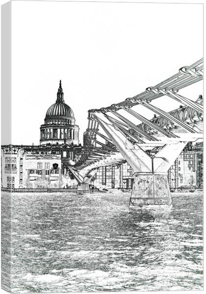 Millenium Bridge and St Pauls Canvas Print by David Pyatt
