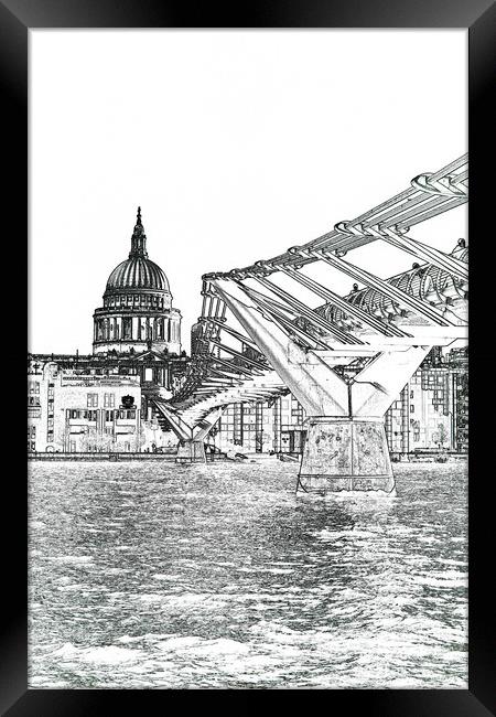Millenium Bridge and St Pauls Framed Print by David Pyatt