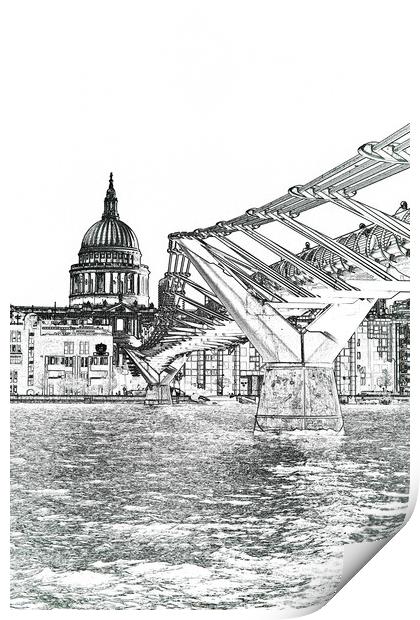 Millenium Bridge and St Pauls Print by David Pyatt