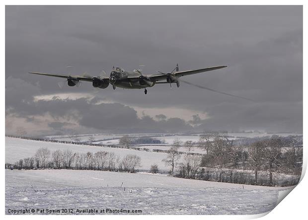 Lancaster - wing and a prayer Print by Pat Speirs