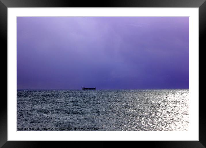HEBRIDES MINCH BOAT SILHOUETTE Framed Mounted Print by Jon O'Hara