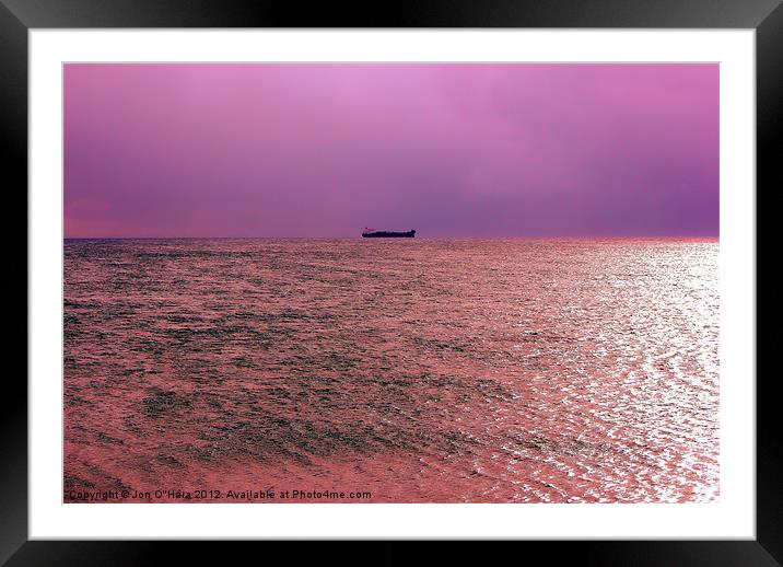 HEBRIDES MINCH BOAT SILHOUETTE Framed Mounted Print by Jon O'Hara