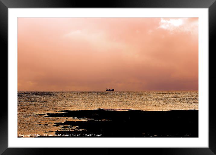 HEBRIDES  BOAT SILHOUETTE Framed Mounted Print by Jon O'Hara