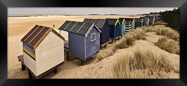 Wells Beach Huts Panoramic Framed Print by Paul Macro