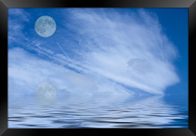 Cloudy moon Framed Print by David French