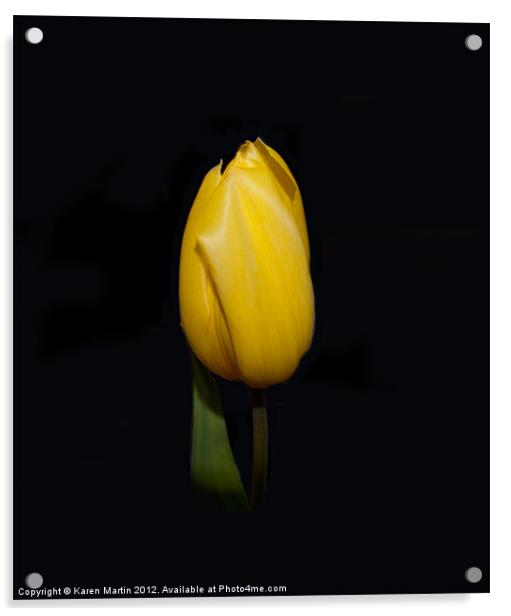 Yellow Tulip Acrylic by Karen Martin