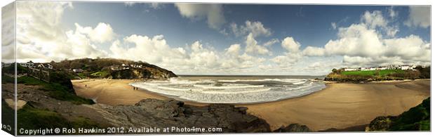 Panorama of Aberporth Canvas Print by Rob Hawkins