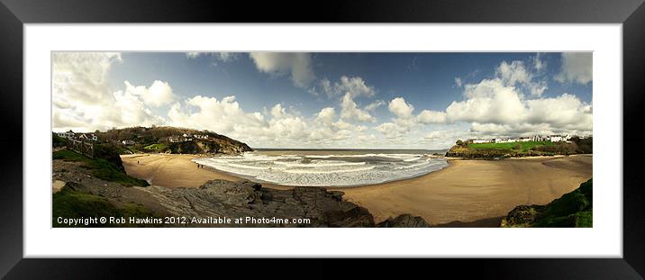 Panorama of Aberporth Framed Mounted Print by Rob Hawkins