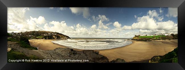 Panorama of Aberporth Framed Print by Rob Hawkins