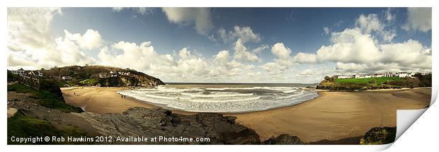 Panorama of Aberporth Print by Rob Hawkins