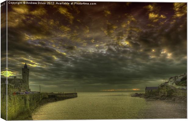 Sunset at Portleven Canvas Print by Andrew Driver