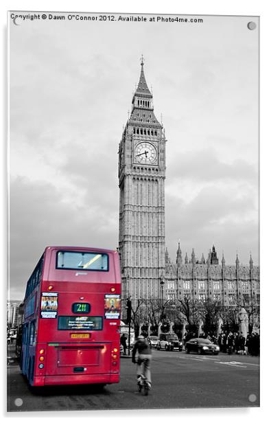 Red London Bus at Westminster Acrylic by Dawn O'Connor