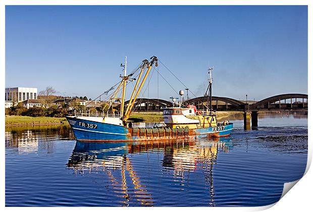 Kirkcudbright Fishing Boat Reflections Print by Derek Beattie