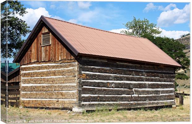 Old Log Building Canvas Print by Larry Stolle