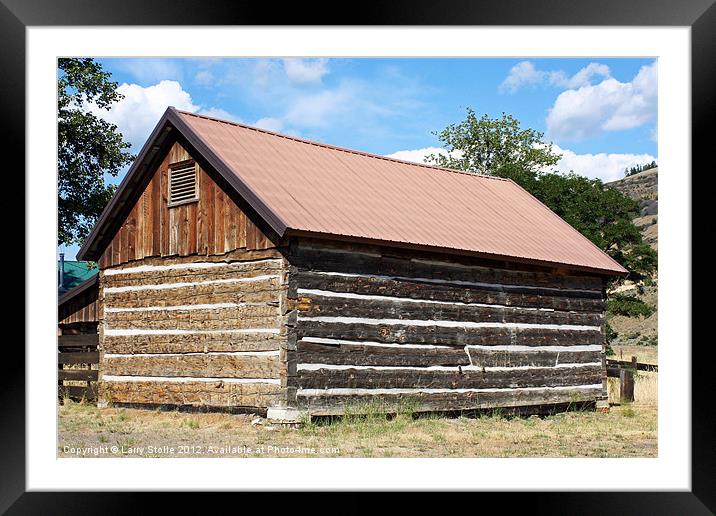 Old Log Building Framed Mounted Print by Larry Stolle