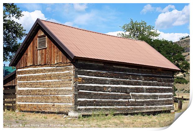 Old Log Building Print by Larry Stolle