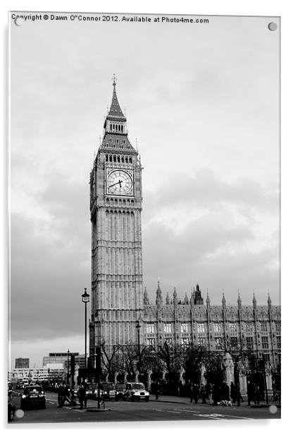 Big Ben, black and white Acrylic by Dawn O'Connor