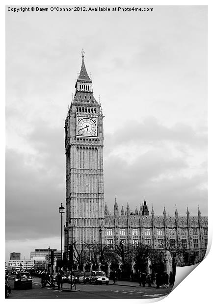 Big Ben, black and white Print by Dawn O'Connor