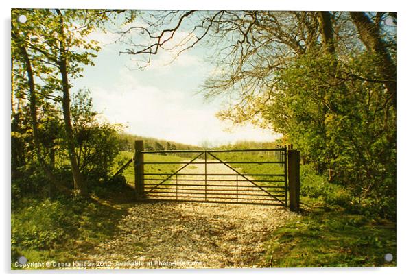 Through the Field Gate Acrylic by Debra Kelday
