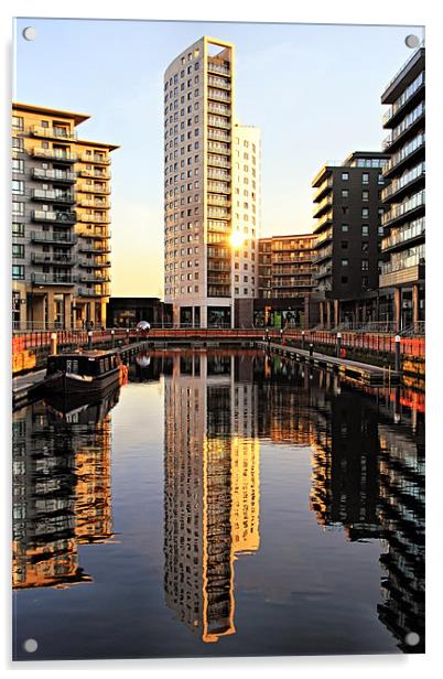 Sundown At Clarence Dock, Leeds Acrylic by Paul M Baxter
