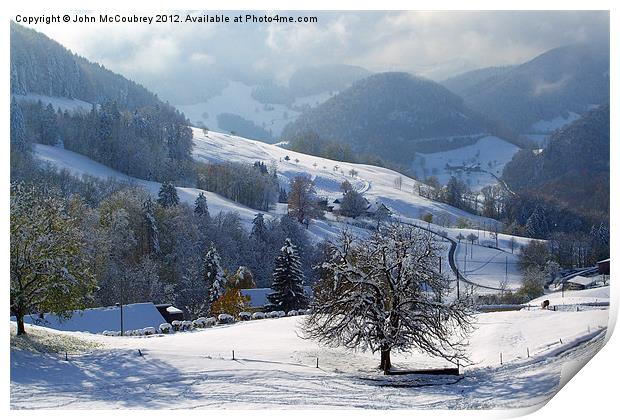 Swiss Snow Scene Print by John McCoubrey