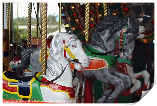 Colourful carousel Print by Mandy Rice