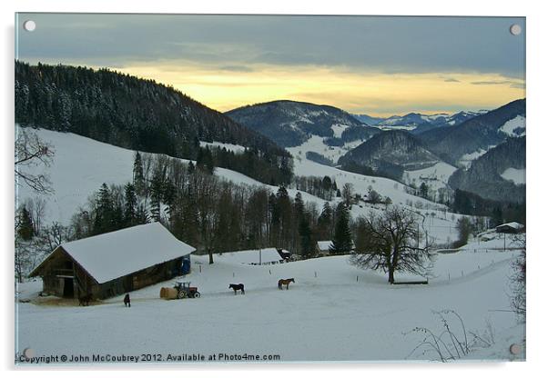 Winter in Switzerland Acrylic by John McCoubrey